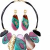 TOVABA Tovaba Costume Statement Bib Collar Necklace And Earring Jewelry Set, Big Multicolor Acrylic Vintage Chunky Necklaces Earrings Resin Summer Boho Jewelry Sets For Women Jewelry Sets