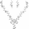 Ursumy Ursumy Bride Jewelry Sets Wedding Statement Necklace Flower Cluster Crystal Choker Dangle Earrings Bracelet For Women And Girls (3Pcs) Jewelry Sets