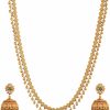 TARINIKA Tarinika Antique Gold Plated Dara Long Necklace Set With Floral Design - Indian Jewelry Sets For Women | Perfect For Ethnic Occasions | Traditional South Indian Necklace | 1 Year Warranty* Jewelry Sets