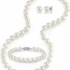 The Pearl Source The Pearl Source 14K Gold Pearl Jewelry Set For Women - Freshwater Pearl Necklace And Earring Set With Pearl Bracelet | Genuine Cultured Pearls Jewelry Sets