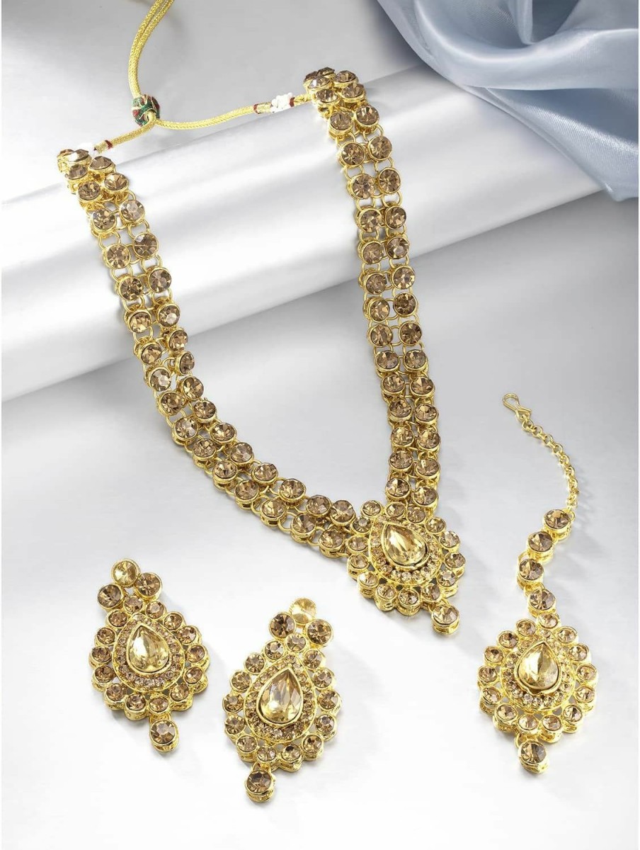 Aheli Aheli Gold Plated Kundan Jewelry Necklace With Earring Set For Women Jewelry Sets