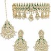 I Jewels I Jewels 18K Gold Plated Indian Traditional Wedding Bollywood Kundan & Pearl Studded Choker Necklace Jewellery Set For Women/Girls (K7212) Jewelry Sets