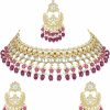 I Jewels I Jewels Gold Plated Indian Wedding Bollywood Kundan Pearl Meenakari Choker Necklace Jewellery With Dangle Earrings Set For Women/Girls Jewelry Sets