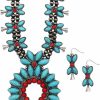 Rosemarie & Jubalee Rosemarie & Jubalee Women'S Western Chic Statement Howlite Squash Blossom Necklace Earrings Set, 24\"+3\" Extension Jewelry Sets