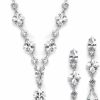 Mariell Mariell Cubic Zirconia Necklace & Earrings Bridal Jewelry Set, Cz Crystal Statement Necklace Set For Weddings, Formal Events, Mother Of The Bride Jewelry Sets