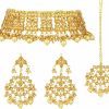 I Jewels I Jewels Valentines Day Gifts For Her Indian Gold Plated Traditional Kundan Choker Ethnic Bollywood Designer Jewelry Set With Earrings & Maang Tikka For Women Jewelry Sets