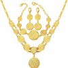 WELRDFG Welrdfg Wadsnhy Gold Coin Jewelry Wedding Woman Jewelry Set 18K Gold Plated Jewelry Set Coin Necklace Bracelet Earring Set Jewelry Sets