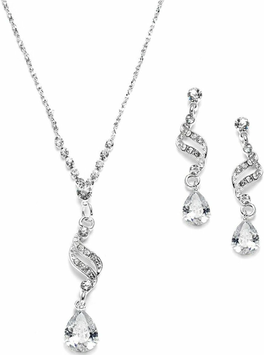 Mariell Mariell Cubic Zirconia Prom Jewelry Set, Necklace & Earrings Set For Brides, Bridesmaids, Wedding Jewelry Jewelry Sets