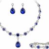 BriLove Brilove Women'S Wedding Bridal Crystal Infinity Figure 8 Teardrop Y-Necklace Bracelet Earrings Set Jewelry Sets