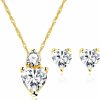 Uloveido Uloveido Red Crystal Heart Necklace And Earrings Wedding Jewelry Set For Women Girls Bme53 Jewelry Sets