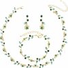 QYJ Qyj 14K Gold/Platinum Plated Austrian Crystal Rhinestone Choker Necklace Dangle Earring Link Bracelet Flower Bridal Wedding Jewelry Sets For Brides Wedding Party Gifts Fit With Wedding Dress Jewelry Sets