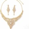 Hapibuy Hapibuy Crystal Wedding Jewelry Set Necklace Earring Set For Women And Brides Rose Gold And Silver Bridal Statement Jewelry Sets Jewelry Sets