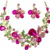 MMonesu Mmonesu Crystal Flower Bib Statement Necklace Set Chunky Diamond Flower Statement Necklace & Earrings Drama Bib Collar Jewelry Set For Women Prom Party Jewelry Jewelry Sets