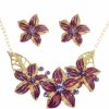 Zittop Zittop Fashion Women Crystal Flower Statement Gold Plated Necklace Earrings Jewelry Set Jewelry Sets