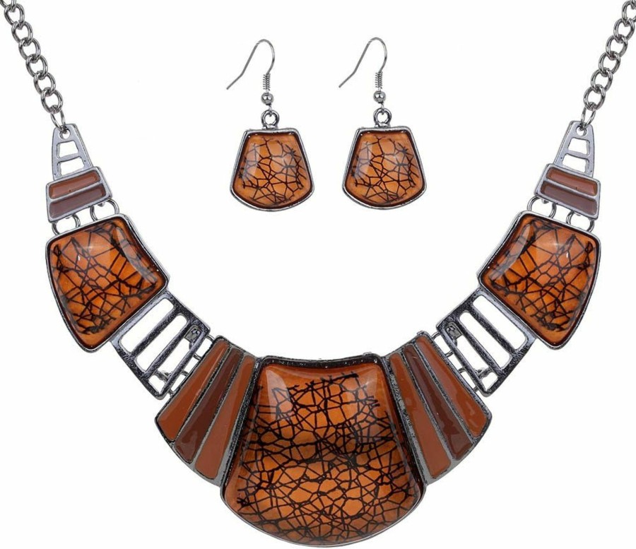 YAZILIND Yazilind Vintage Ethnic Tibetan Sliver Turquoise Bib Collar Earrings Necklace Jewelry Set Women Jewelry Sets