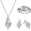 MAX + STONE Max + Stone Diamond Pendant Necklace Drop Earrings & Diamond Ring For Women Jewelry Set In Sterling Silver | 0.12 Carat Diamond Necklace & Earrings Set & Ring | Diamond Earrings With Pendant & Ring Jewelry Sets