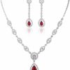 GULICX Gulicx Aaa Cubic Zirconia Cz Silver Plated Base Women'S Party Jewelry Set Earrings Pendant Necklace Jewelry Sets