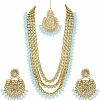 Aheli Aheli Indian Ethnic Wedding Faux Kundan Beaded Bridal Long Necklace Earrings With Maang Tikka Traditional Jewellery Set For Women Jewelry Sets