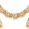 TARINIKA Tarinika Antique Gold Plated Vaikha Short Necklace Set With Floral Design - Indian Jewelry Sets For Women | Perfect For Ethnic Occasions | Traditional South Indian Necklace | 1 Year Warranty* Jewelry Sets