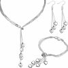 Droutti Droutti 3 Pack Italian Silver Heart Chain Necklace For Women, Long Five-Line Chain Heart Love Line Necklace Link Chain Bracelet Heart Earring Jewelry Set For Birthday Anniversary Valentine'S Day Gift Jewelry Sets