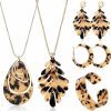 Fiada Fiada 5 Pcs Acrylic Leopard Jewelry For Women Resin Boho Earrings Necklace Cheetah Bohemian Jewelry For Woman Girls Jewelry Sets