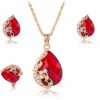 Ezing Ezing Women'S Gold Plated Teardrop Crystal Necklace, Rings And Earrings Jewelry Set Jewelry Sets