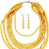 SHOP LC DELIVERING JOY Shop Lc Costume Costume Jewelry Set Howlite Beaded Earrings Bib Chunky Necklace For Women Size 18 To 20\" Birthday Mothers Day Gifts For Mom Jewelry Sets