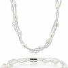 Gem Stone King Gem Stone King Twisted White Cultured Freshwater Pearl 16 Inch Necklace For Women And 7 Inch Bracelet With Magnetic Clasp Jewelry Set Jewelry Sets