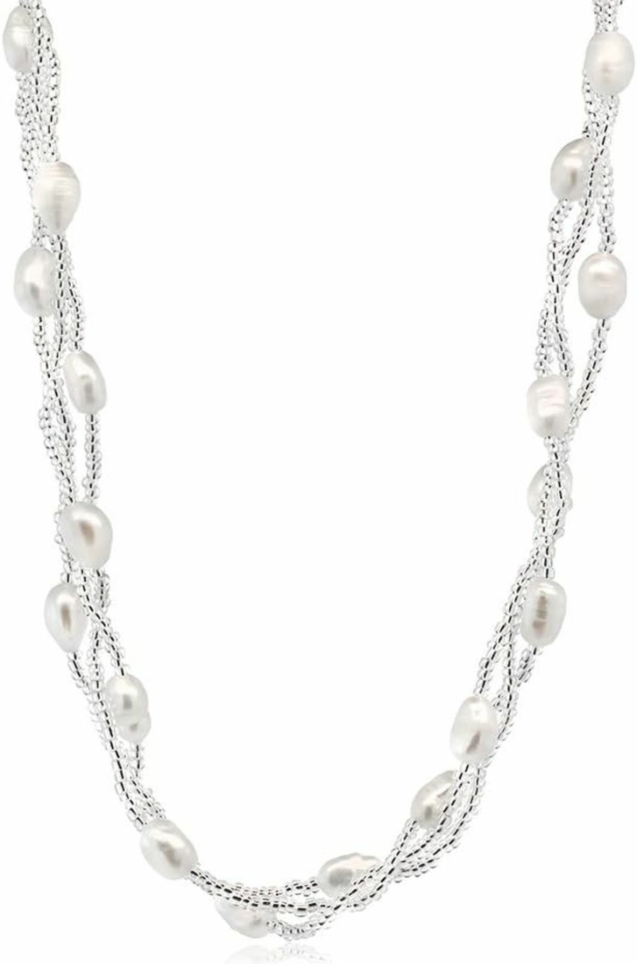 Gem Stone King Gem Stone King Twisted White Cultured Freshwater Pearl 16 Inch Necklace For Women And 7 Inch Bracelet With Magnetic Clasp Jewelry Set Jewelry Sets