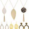 ZITULRY Zitulry Leopard Print Long Pendant Necklace Dangle Drop Earrings Set For Women Girls Leaf Tassel Necklace Tortoise Shell Acrylic Resin Earrings 6 Pcs Jewelry Sets