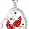 Mic Tai 925 Sterling Silver Cardinal Earrings Necklace Ring Red Bird Jewelry I Am Always With You Memorial Gifts For Women Girls Jewelry Sets