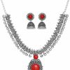 Jwellmart Jwellmart Indian Oxidized German Silver Stone Work Statement Choker Necklace Earrings Combo Fashion Jewelry Set For Women And Girls Jewelry Sets