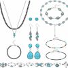 FUNRUN JEWELRY Funrun Jewelry Western Jewelry For Women Bohemian Western Beaded Choker Necklaces Navajo Pearl Necklace Turquoise Dangle Earrings Chain Belt Bracelets Turquoise Knuckle Rings Womens Western Boho Jewelry Jewelry Sets