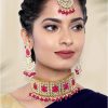 Aheli Aheli Bridal Kundan Faux Pearl Choker Necklace With Earrings Maang Tikka For Women Girls Indian Traditional Bollywood Fashion Jewelry Set Jewelry Sets