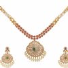 TARINIKA Tarinika Antique Gold Plated Riya Short Necklace Set With Floral Design - Indian Jewelry Sets For Women | Perfect For Ethnic Occasions | Traditional South Indian Necklace | 1 Year Warranty* Jewelry Sets