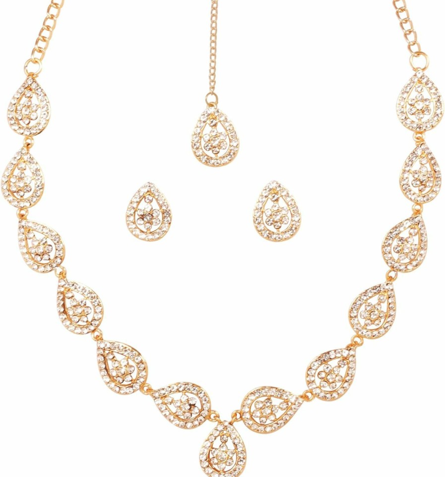 Sunsoul Sunsoul By Touchstone Indian Bollywood Rich Classy Workmanship Sparkling Rhinestone Elegant Designer Jewelry Bridal Necklace Set In Gold Or White Tone For Women. Jewelry Sets