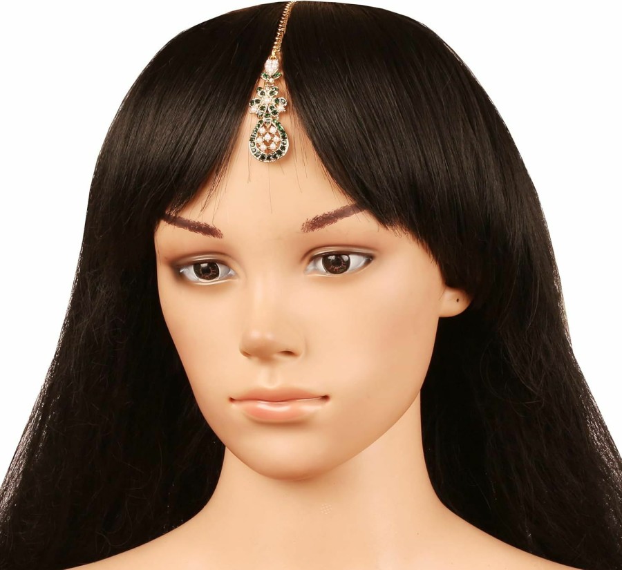 Touchstone Touchstone Indian Tikka Jewelry Hair Accessories Maang Tikka Bindi Head Piece For Women Mangtika Gold Headpiece Hair Bollywood Forehead Small Simple Crystal White Stone Kundan In Gold Or Silver Tone Jewelry Sets