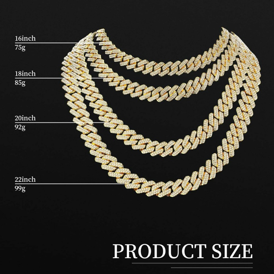 Batiyeer 3 Pcs Cuban Link Chain Necklace Bracelet Rhinestone Hoop Earrings Set Bling Crystal Diamond Hip Hop Jewelry For Women Girls Jewelry Sets