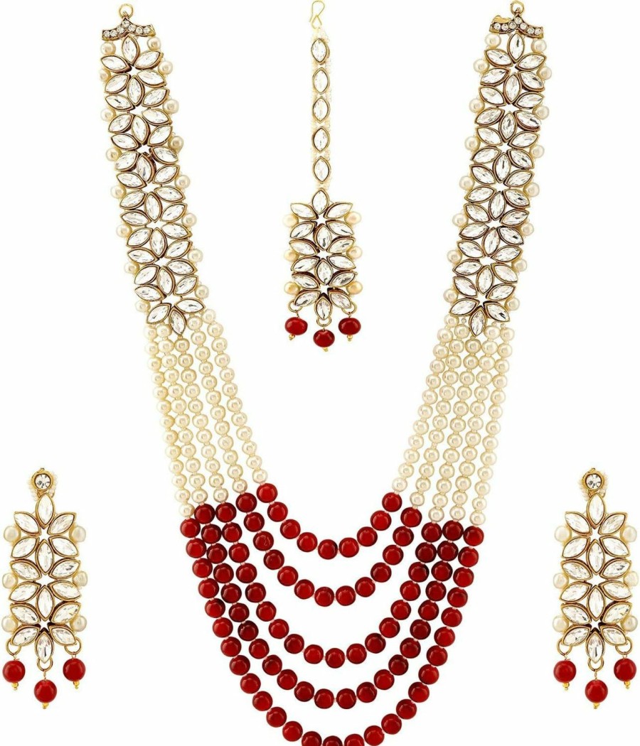 Aheli Aheli Gold Plated Kundan Jewelry Necklace With Earring Set For Women Jewelry Sets