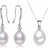 Eranthe Eranthe Freshwater Pearl Necklace Earrings Set 925 Sterling Silver White Black Pearl Jewelry Set For Women Jewelry Sets