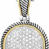 UNY JEWEL Uny Jewel Jewelry Make A Statement With Our Two Tone Twisted Cable Wire Round Circle Enhancer Pendant Featuring Pave Rhinestone 2Mm Box Chain 45Cm + 5Cm Extension Jewelry Sets