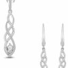 Amazon Collection Amazon Collection Women Sterling Silver Diamond Twist Pendant Necklace And Earrings Box Set (1/5 Cttw), 18\" Jewelry Sets