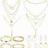 Tiamon Tiamon 12 Pcs Gold Silver Jewelry Sets For Women Layered Set Of Earring Necklace Bracelets For Teen Girl Men Christmas Jewelry Gifts Jewelry Sets