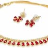 Generic Jewarhaat Indian Bollywood Necklace Set Ad Cz Elegant Gold Plated Multi Stones Sparkling Crystals Choker With Earrings Fashion Jewellery For Women & Girls Jewelry Sets