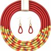 N-BOOMOR N-Boomor African Choker Necklace Layered Collar Necklace Chunky Tribal Style Statement Necklace African Jewelry Set For Women, With 2 Earrings Jewelry Sets