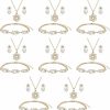 ZHUWE Bridesmaid Jewelry Set For Wedding, 18K Gold Or Rose Gold Or Silver Plated Copper With Clean Cubic Zirconia Necklace Earring Bracelet Set For Women Girls Gift Jewelry Sets