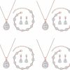 SPRJF Bridesmaid Jewelry Set For Women,Pendant 18K Gold & Silver & Rose Gold Pendant Necklace Earrings Bracelet Set,Dainty Gift For Wedding/Proposal/Party/Prom/Anniversary Jewelry Sets