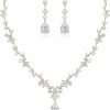 BriLove Brilove Gorgeous Wedding Jewelry Set For Women Bridal Cubic Zirconia Marquise Teardrop Leaf Cluster Y-Necklace Dangle Earrings Link Bracelet Set Jewelry Sets