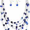 SYHOL Syhol Multi Layered Shell Illusion Necklace Earring Set Colorful Chunky Beads Necklace For Women Gifts Jewelry Sets