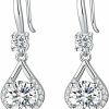 SecreTalk 2-4Ct Moissanite Dangle Earrings, Mermaid Tear Df Color Ideal Cut Simulated Diamond 925 Sterling Silver Earrings For Women With Certificate Of Authenticity Jewelry Sets